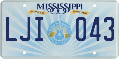 MS license plate LJI043