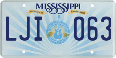 MS license plate LJI063
