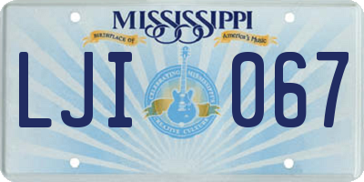 MS license plate LJI067