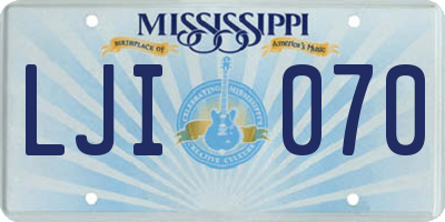 MS license plate LJI070