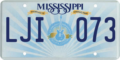 MS license plate LJI073
