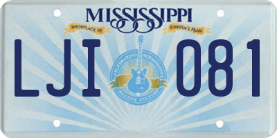 MS license plate LJI081