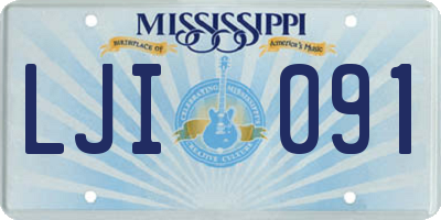 MS license plate LJI091