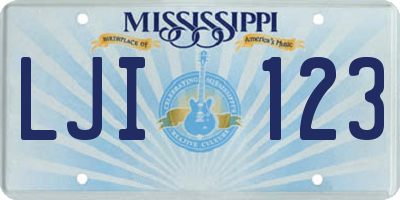 MS license plate LJI123