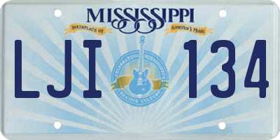 MS license plate LJI134