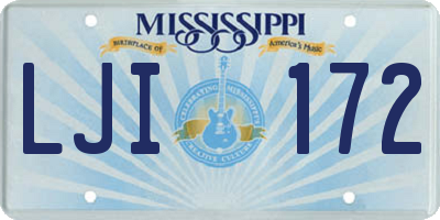 MS license plate LJI172