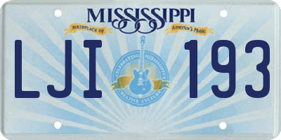 MS license plate LJI193
