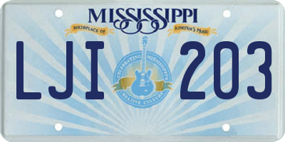 MS license plate LJI203