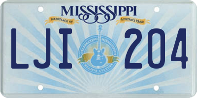 MS license plate LJI204