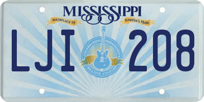MS license plate LJI208