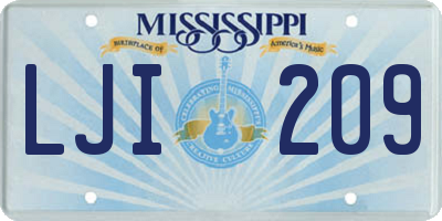 MS license plate LJI209