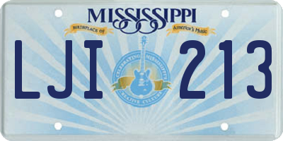 MS license plate LJI213