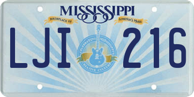 MS license plate LJI216