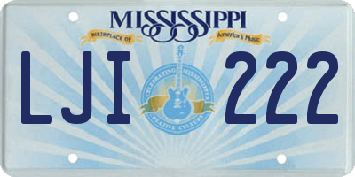 MS license plate LJI222