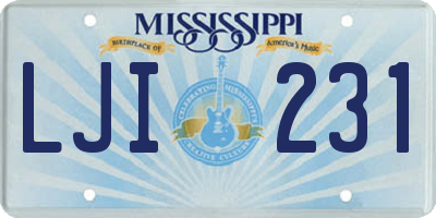 MS license plate LJI231