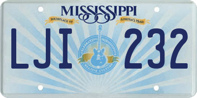 MS license plate LJI232