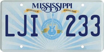 MS license plate LJI233