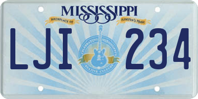 MS license plate LJI234
