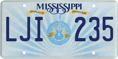MS license plate LJI235