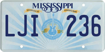 MS license plate LJI236