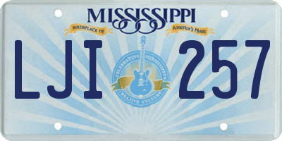 MS license plate LJI257