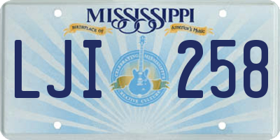 MS license plate LJI258