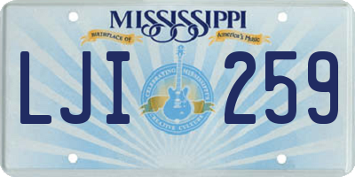 MS license plate LJI259