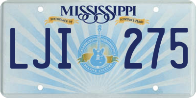 MS license plate LJI275