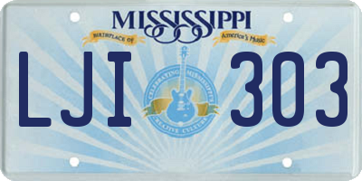MS license plate LJI303