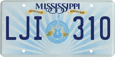 MS license plate LJI310