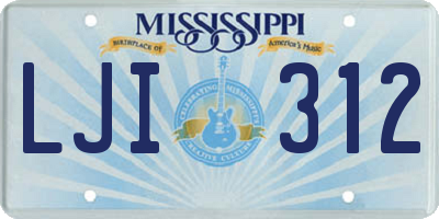 MS license plate LJI312