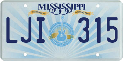 MS license plate LJI315