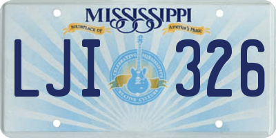 MS license plate LJI326