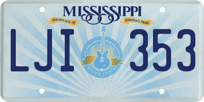 MS license plate LJI353
