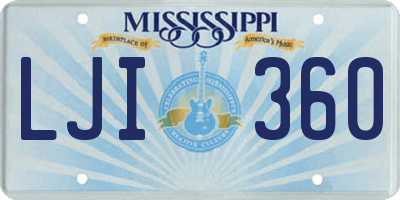 MS license plate LJI360