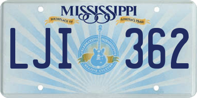 MS license plate LJI362