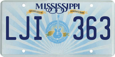 MS license plate LJI363