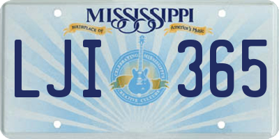 MS license plate LJI365