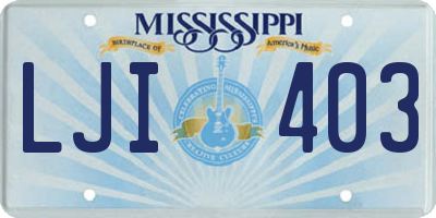 MS license plate LJI403