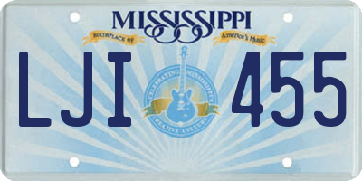 MS license plate LJI455