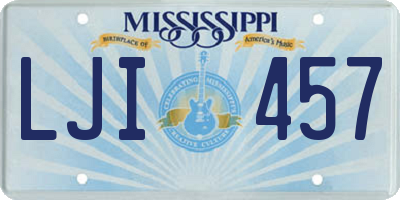 MS license plate LJI457