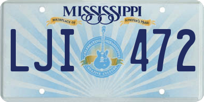 MS license plate LJI472