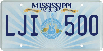 MS license plate LJI500