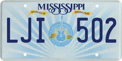 MS license plate LJI502