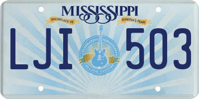MS license plate LJI503