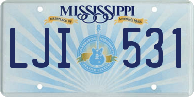 MS license plate LJI531