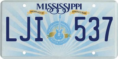 MS license plate LJI537