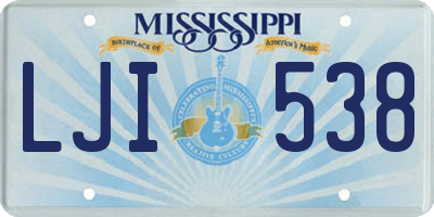 MS license plate LJI538