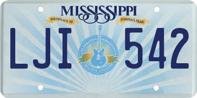 MS license plate LJI542