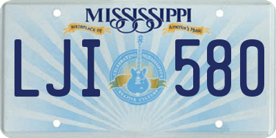 MS license plate LJI580